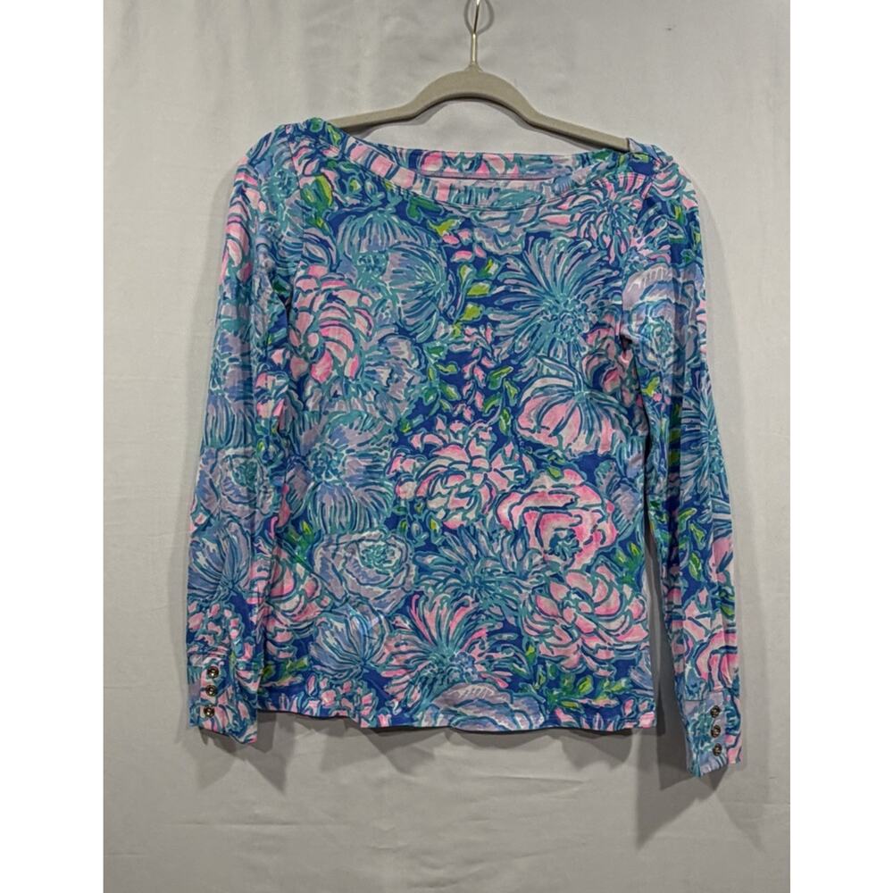 Lilly Pulitzer Aleah Top In Full Bloom Long Sleeve Small Coastal Preppy
